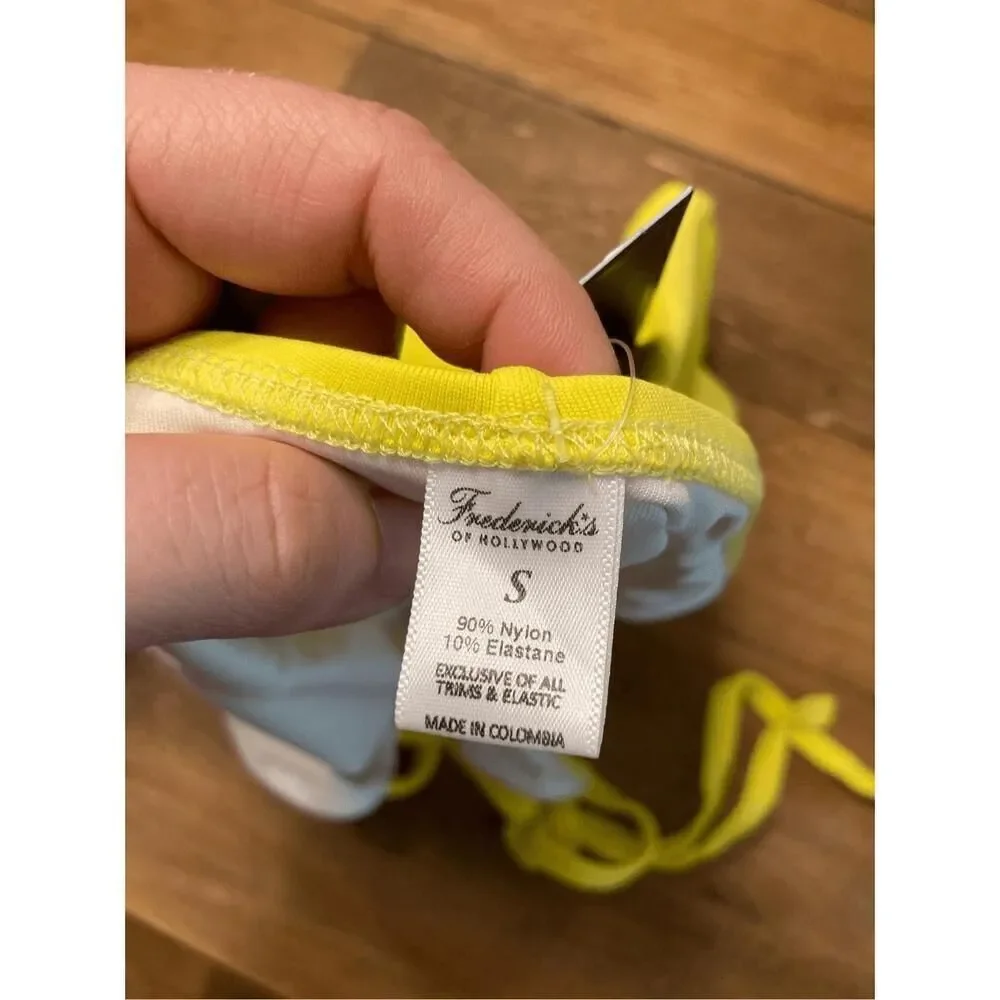Frederick's of Hollywood SMALL NWT Sunset Strap Blazing Yellow Halter Swimsuit